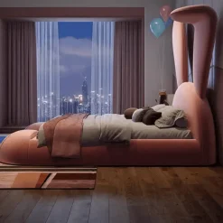 Kinder Cozy Living Kinderzimmermöbel|Möbel-Modernes rosa Kaninchenbett – Stilvolle Haustiermöbel