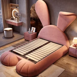 Kinder Cozy Living Kinderzimmermöbel|Möbel-Modernes rosa Kaninchenbett – Stilvolle Haustiermöbel