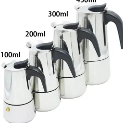 Tom Küche & Esszimmer-Mokkakanne aus Edelstahl – Espressokocher 100–450 ml