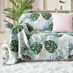 Wrap u0026 Relax Bettzeug-Monstera-Sofadeckenbezug – rutschfeste, dekorative Tagesdecke für den nordischen Stil