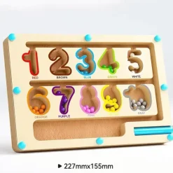Toy World Babyspielzeug-Montessori Magnetisches Farbsortierlabyrinth – Pädagogisches Perlenspiel aus Holz