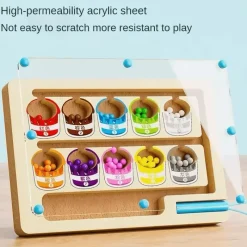 Toy World Babyspielzeug-Montessori Magnetisches Farbsortierlabyrinth – Pädagogisches Perlenspiel aus Holz
