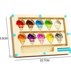 Toy World Babyspielzeug-Montessori Magnetisches Farbsortierlabyrinth – Pädagogisches Perlenspiel aus Holz