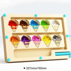 Toy World Babyspielzeug-Montessori Magnetisches Farbsortierlabyrinth – Pädagogisches Perlenspiel aus Holz