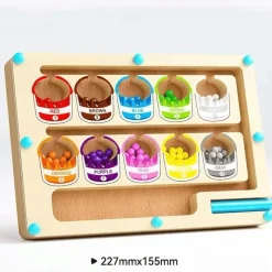 Toy World Babyspielzeug-Montessori Magnetisches Farbsortierlabyrinth – Pädagogisches Perlenspiel aus Holz