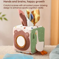 Toy World Babyspielzeug-Montessori-Taschentuchbox-Spielzeug – Sensorisches und pädagogisches Spiel für Babys