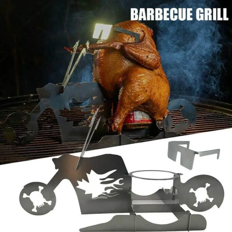 The Culinary Kit Küche & Esszimmer-Motorrad-BBQ-Grillständer - Hähnchen-Grillrost