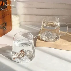 Plates u0026 More Küche & Esszimmer-Mount Fuji Whiskybecher – 380 ml japanische Teetasse aus Glas mit Henkel