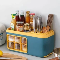 Space Savvy Küche & Esszimmer-Multifunktionaler Aufbewahrungs-Organizer für die Küche – Besteck- und Getreidehalter