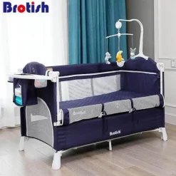 Kinder Little Nest Kinderzimmermöbel-Multifunktionales faltbares Babybett mit abnehmbarer Seite