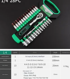 The Decor Haven Autozubehör|Automobilindustrie-Multifunktions-Schraubenschlüsselsatz – All-in-One-Steckschlüsselsatz