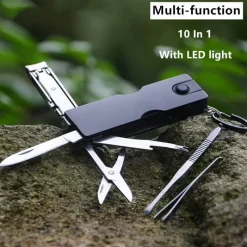 The Outdoor Vault Camping-Werkzeuge|Heimwerkzeuge-Multitool-Schlüsselanhänger – 10-in-1-EDC-Werkzeug aus Edelstahl