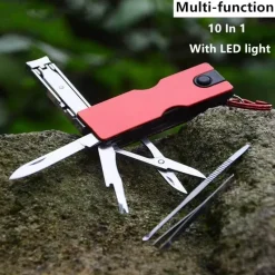 The Outdoor Vault Camping-Werkzeuge|Heimwerkzeuge-Multitool-Schlüsselanhänger – 10-in-1-EDC-Werkzeug aus Edelstahl