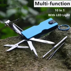 The Outdoor Vault Camping-Werkzeuge|Heimwerkzeuge-Multitool-Schlüsselanhänger – 10-in-1-EDC-Werkzeug aus Edelstahl