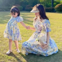 Damen Everly u0026 Lace Damenbekleidung-Mutter-Tochter-Kleid-Set aus Chiffon mit Blumenmuster – passende Sommer-Outfits