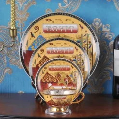 Feast u0026 Flair Küche & Esszimmer-Mysteriöses Ägypten-Teetassen-Set, Geschirrset aus Knochenporzellan, Küchenset