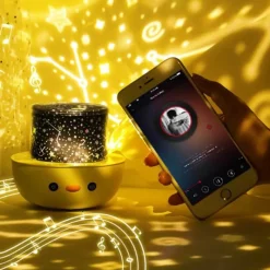 Bright Accents Beleuchtung-Nachtlicht für Kinder – Kleine gelbe Ente Projektorlampe