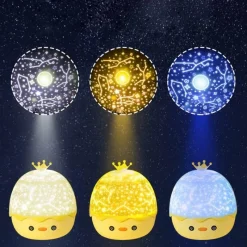 Bright Accents Beleuchtung-Nachtlicht für Kinder – Kleine gelbe Ente Projektorlampe