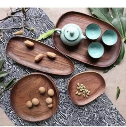 The Decor Haven Küche & Esszimmer-Naturholzteller - Unregelmäßiges Holzgeschirr