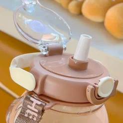 Wilderness Haven Outdoor-Artikel|Camping Im Freien-Niedliche Bären-Wasserflasche – Strohhalm inklusive Trinkflasche für Kinder