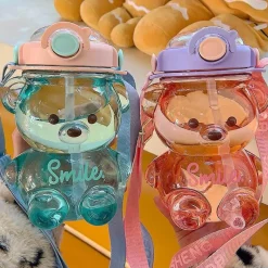 Wilderness Haven Outdoor-Artikel|Camping Im Freien-Niedliche Bären-Wasserflasche – Strohhalm inklusive Trinkflasche für Kinder