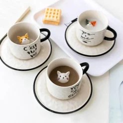 The Culinary Kit Küche & Esszimmer-Niedliche 3D-Haustier-Keramiktasse – Entzückende Tier-Kaffeetasse