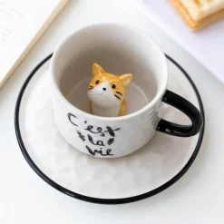 The Culinary Kit Küche & Esszimmer-Niedliche 3D-Haustier-Keramiktasse – Entzückende Tier-Kaffeetasse