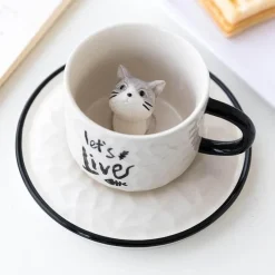 The Culinary Kit Küche & Esszimmer-Niedliche 3D-Haustier-Keramiktasse – Entzückende Tier-Kaffeetasse