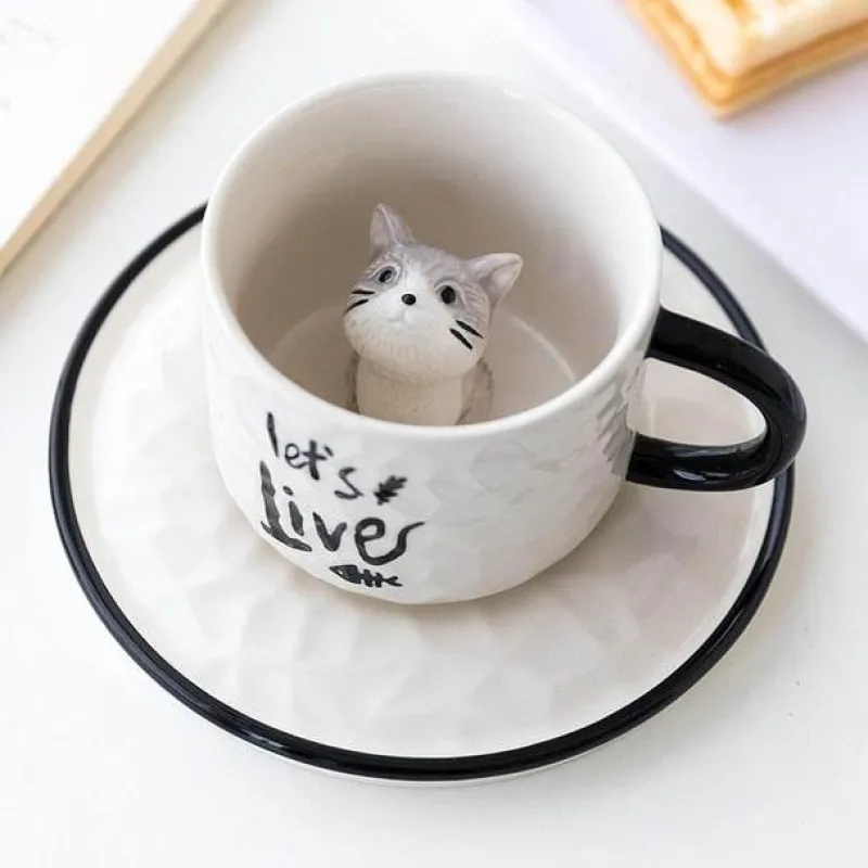 The Culinary Kit Küche & Esszimmer-Niedliche 3D-Haustier-Keramiktasse – Entzückende Tier-Kaffeetasse