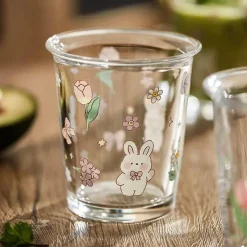 Plates u0026 More Küche & Esszimmer-Niedliche Glastasse mit Bär und Kaninchen – buntes Trinkgeschirr für Tee und Kaffee