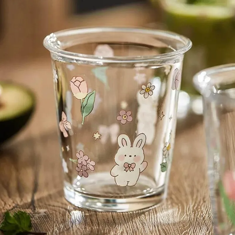 Plates u0026 More Küche & Esszimmer-Niedliche Glastasse mit Bär und Kaninchen – buntes Trinkgeschirr für Tee und Kaffee