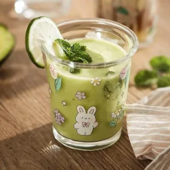 Plates u0026 More Küche & Esszimmer-Niedliche Glastasse mit Bär und Kaninchen – buntes Trinkgeschirr für Tee und Kaffee