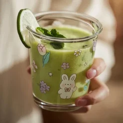 Plates u0026 More Küche & Esszimmer-Niedliche Glastasse mit Bär und Kaninchen – buntes Trinkgeschirr für Tee und Kaffee