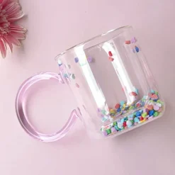 Plates u0026 More Küche & Esszimmer-Niedliche Kawaii-Glastasse mit doppeltem Boden – Love Quicksand Water Kaffeetasse