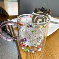 Plates u0026 More Küche & Esszimmer-Niedliche Kawaii-Glastasse mit doppeltem Boden – Love Quicksand Water Kaffeetasse