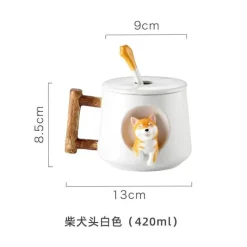 Plates u0026 More Küche & Esszimmer-Niedliches Keramikbecher-Set mit Deckellöffel für Paare – Kaffee- und Wassertassen