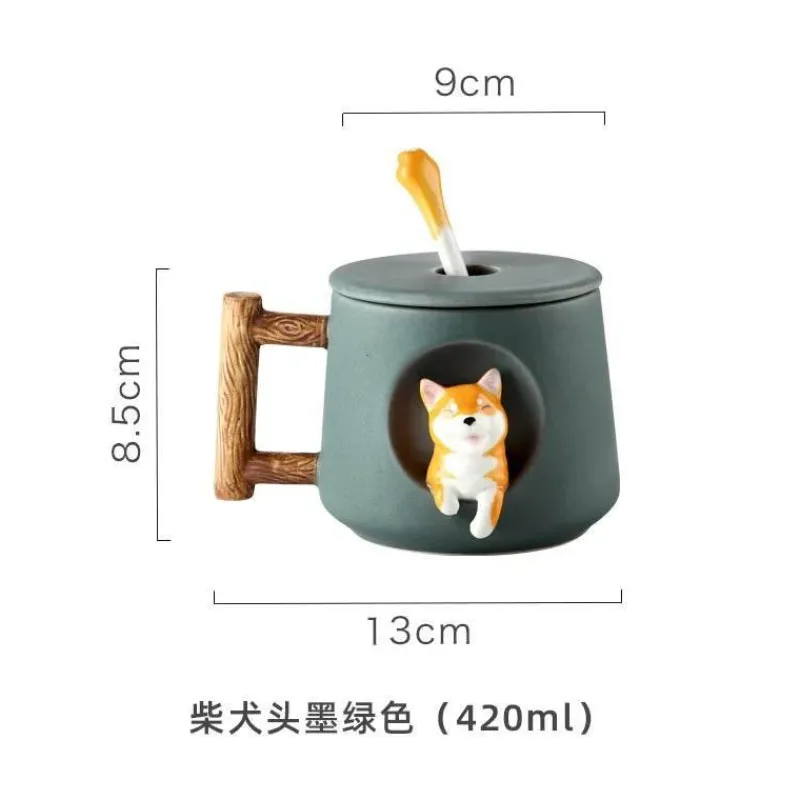 Plates u0026 More Küche & Esszimmer-Niedliches Keramikbecher-Set mit Deckellöffel für Paare – Kaffee- und Wassertassen