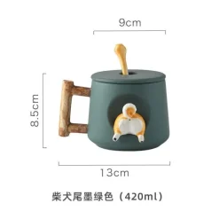 Plates u0026 More Küche & Esszimmer-Niedliches Keramikbecher-Set mit Deckellöffel für Paare – Kaffee- und Wassertassen