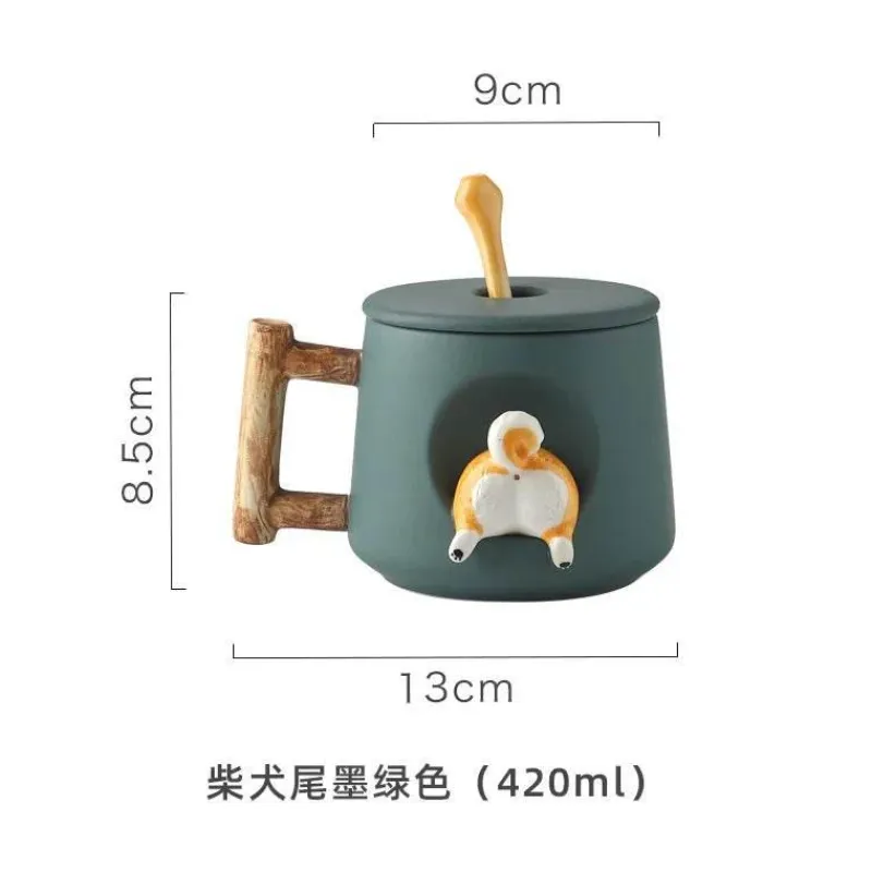 Plates u0026 More Küche & Esszimmer-Niedliches Keramikbecher-Set mit Deckellöffel für Paare – Kaffee- und Wassertassen