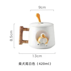 Plates u0026 More Küche & Esszimmer-Niedliches Keramikbecher-Set mit Deckellöffel für Paare – Kaffee- und Wassertassen