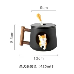 Plates u0026 More Küche & Esszimmer-Niedliches Keramikbecher-Set mit Deckellöffel für Paare – Kaffee- und Wassertassen