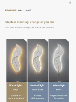 Willow u0026 Whim Beleuchtung-Nordic Feather LED Wall Lamp - Elegant Lighting Fixture