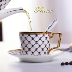 Feast u0026 Flair Küche & Esszimmer-Nordic Gold Kaffeeset – 3-teiliges Teetassenset aus Bone China