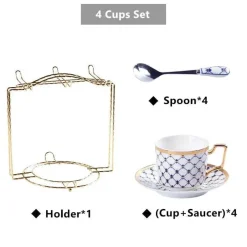 Feast u0026 Flair Küche & Esszimmer-Nordic Gold Kaffeeset – 3-teiliges Teetassenset aus Bone China