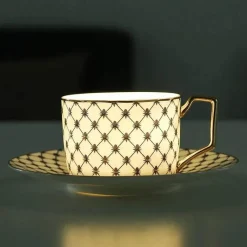 Feast u0026 Flair Küche & Esszimmer-Nordic Gold Kaffeeset – 3-teiliges Teetassenset aus Bone China