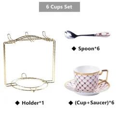 Feast u0026 Flair Küche & Esszimmer-Nordic Gold Kaffeeset – 3-teiliges Teetassenset aus Bone China