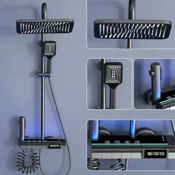 The Blissful Bath Badezimmer-Nordic Piano Key Ambient Light Shower Set - Elegant LED Bathroom Lighting