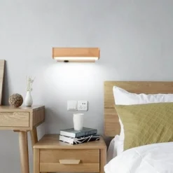 Comfort u0026 Style Beleuchtung-Nordic Wooden Wall Lamp - Stylish Rotating Bedside Light
