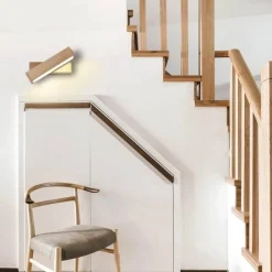Comfort u0026 Style Beleuchtung-Nordic Wooden Wall Lamp - Stylish Rotating Bedside Light