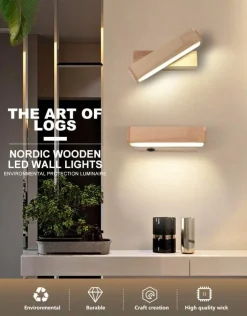 Comfort u0026 Style Beleuchtung-Nordic Wooden Wall Lamp - Stylish Rotating Bedside Light